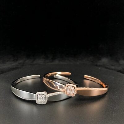 Elegant Dual-Tone Crystal Cuff Bracelet (Copy)