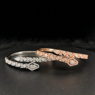 Elegant Dual-Tone Crystal Cuff Bracelet (Copy)