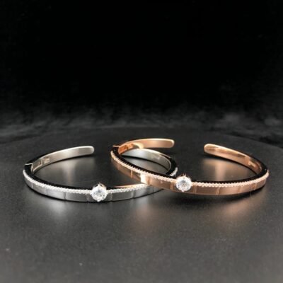 Elegant Dual-Tone Crystal Cuff Bracelet